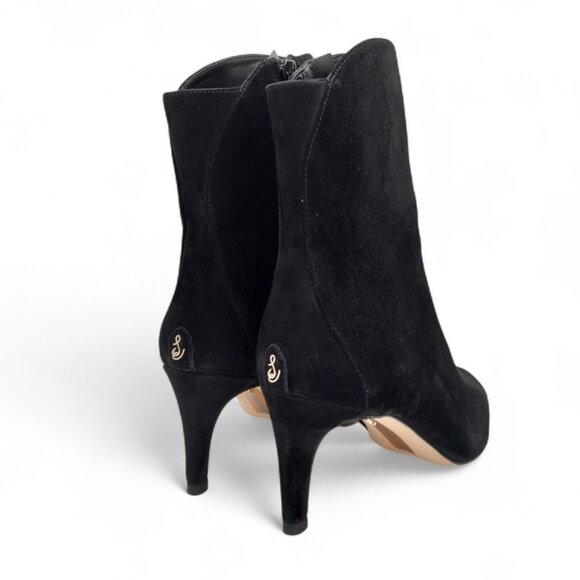 Sam Edelman Usha Size 8.5 M Black Suede Pointed Toe Stiletto Heel Ankle Bootie - Picture 10 of 13